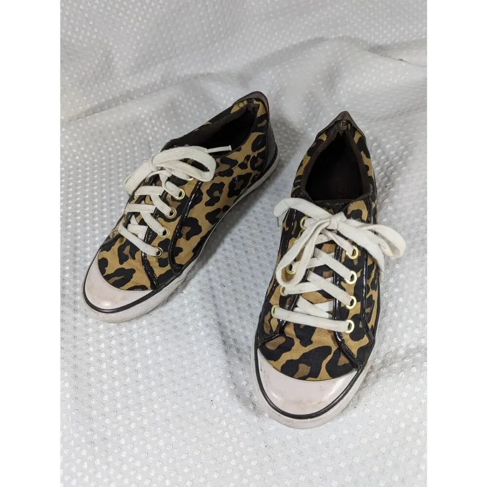 Coach Leopard Print Canvas Sneakers with White Laces